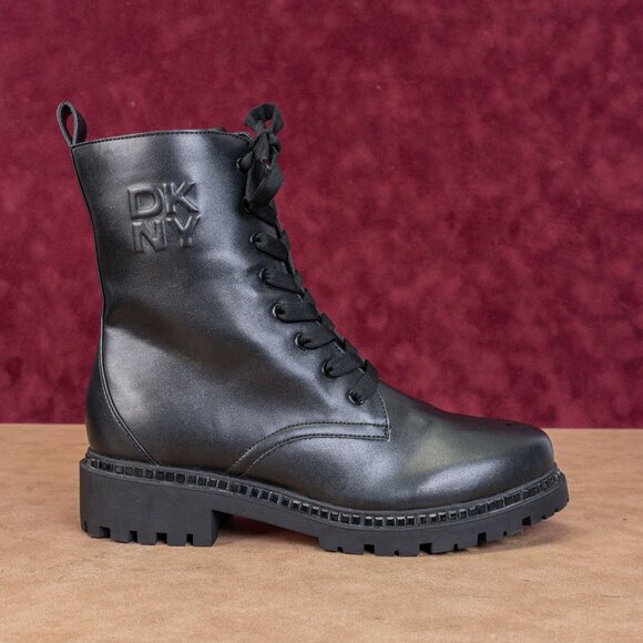 DKNY Women Romilly Vegan Leather Lace-up Zip Ankle Combat Boots sz 11 - Picture 4 of 8